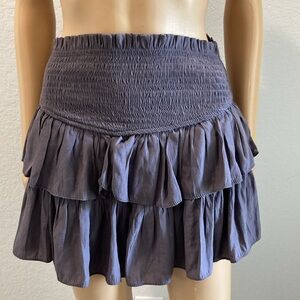 Mustard Seed Smocking Skirt With Shorts Tiered Ruffle Gray Size Small